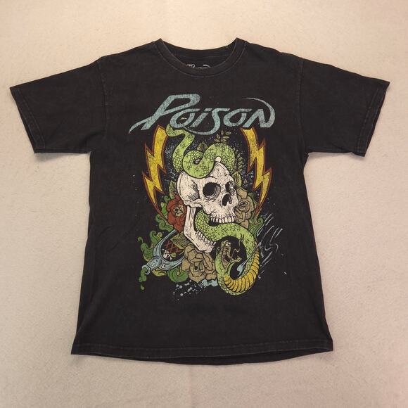 Poison Band Gildan Casual Crew Neck Graphic T Shirt Mens Size Small S Black - Picture 2 of 9